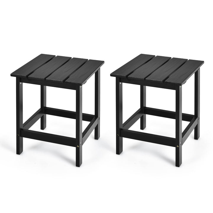 Outdoor Side Table, 15 Square Wood End Table with Slatted Design