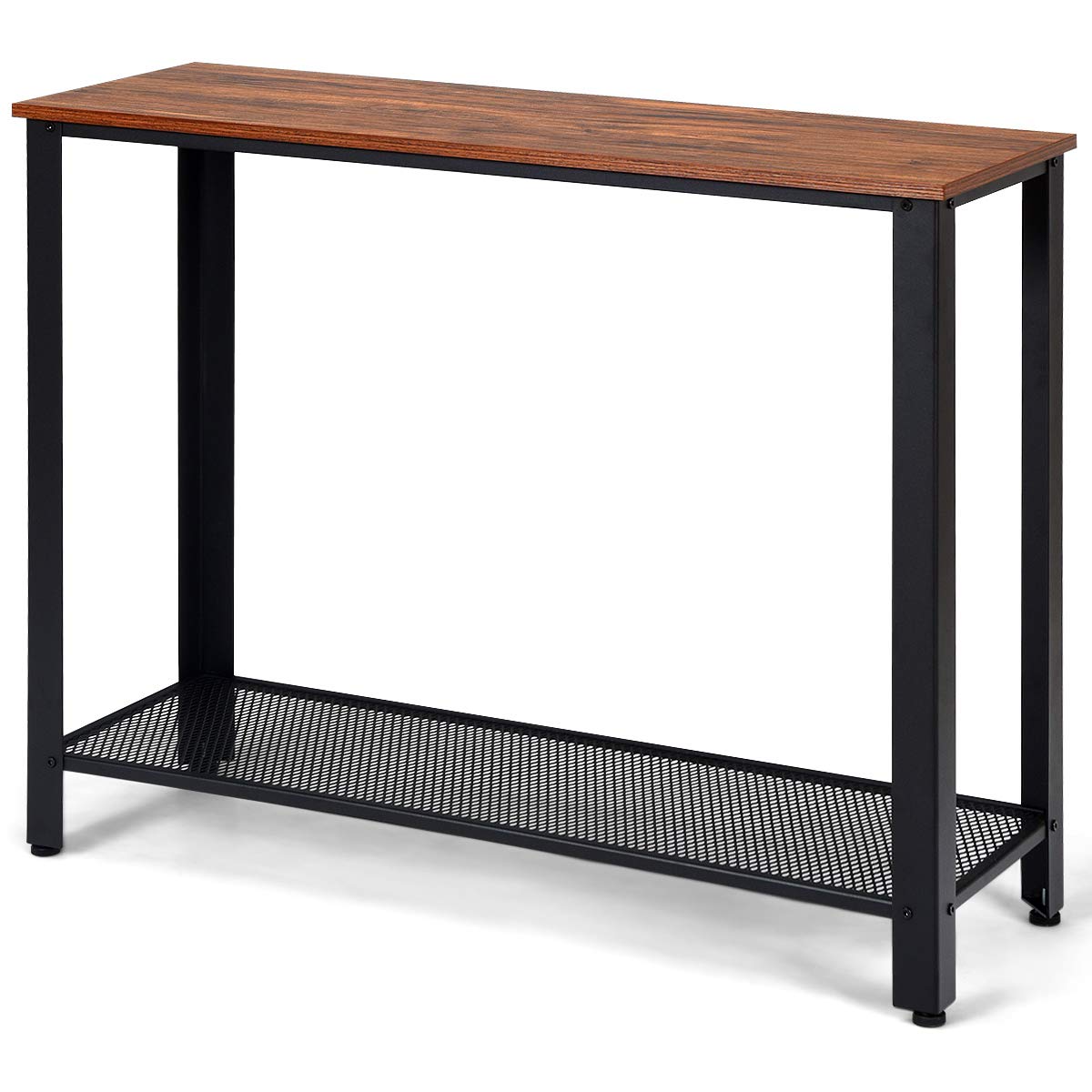 Giantex Console Sofa Table Wood W/Adjustable Feet and Storage Shelf