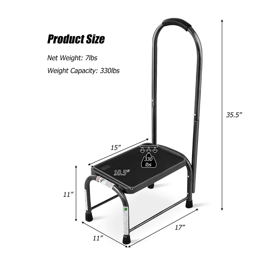 Step Stool with Handle, Medical Step Stool w/ Handle and Non Skid Rubber Platform - Giantexus