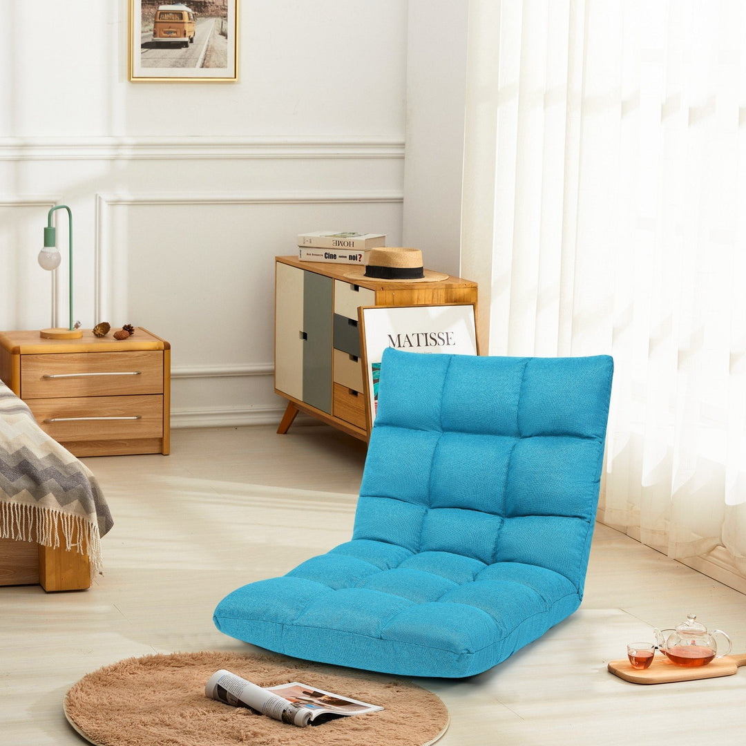 Adjustable Floor Gaming Sofa Chair 14-Position Cushioned Folding - Giantexus