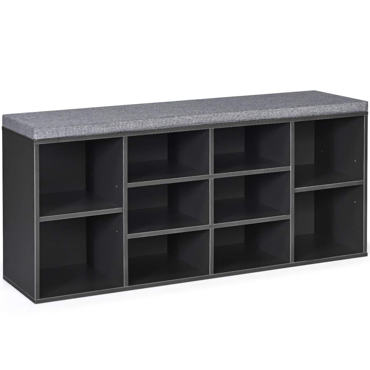 Giantex Shoe Storage Bench with Cushion, Entryway Shoe Rack Bench