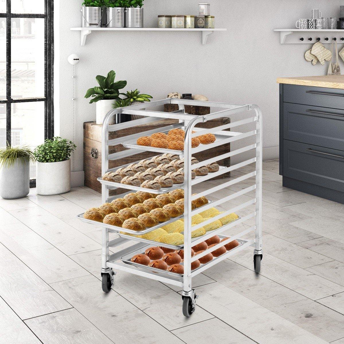 10 Tier Aluminum Bakery Rack Home Commercial Kitchen Bun Pan - Giantexus