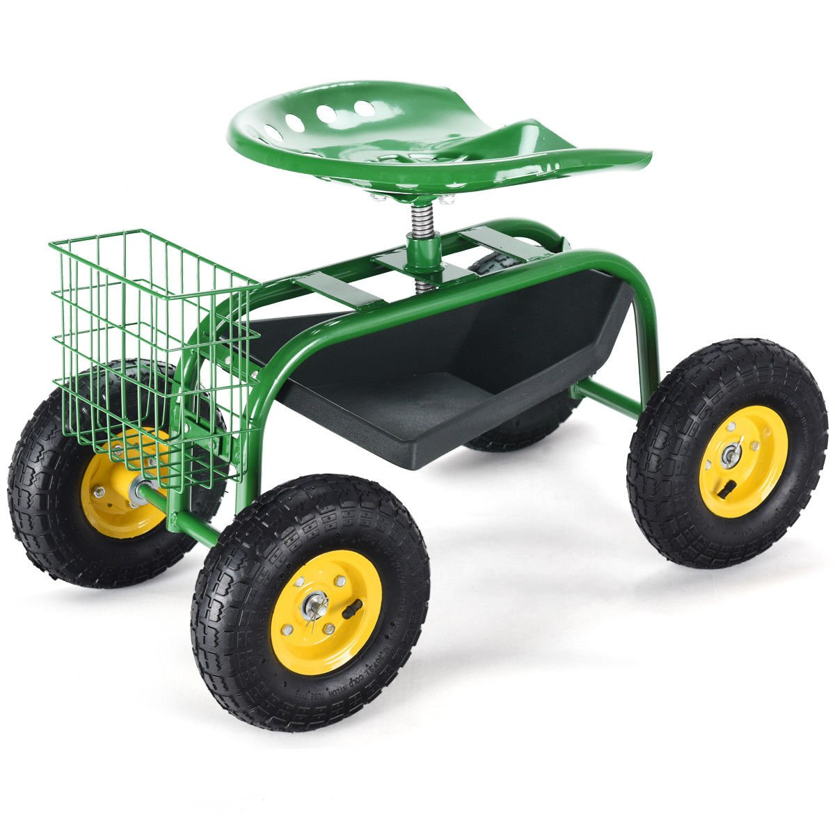 Giantex Garden Cart Rolling Tray Gardening Planting with Work Seat, Green