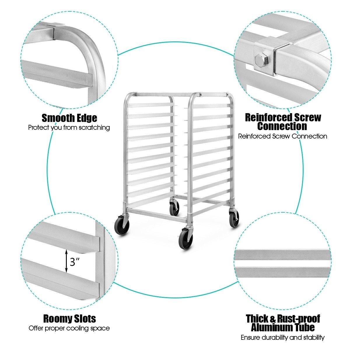 10 Tier Aluminum Bakery Rack Home Commercial Kitchen Bun Pan - Giantexus