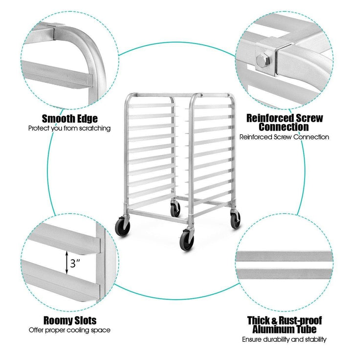 10 Tier Aluminum Bakery Rack Home Commercial Kitchen Bun Pan - Giantexus