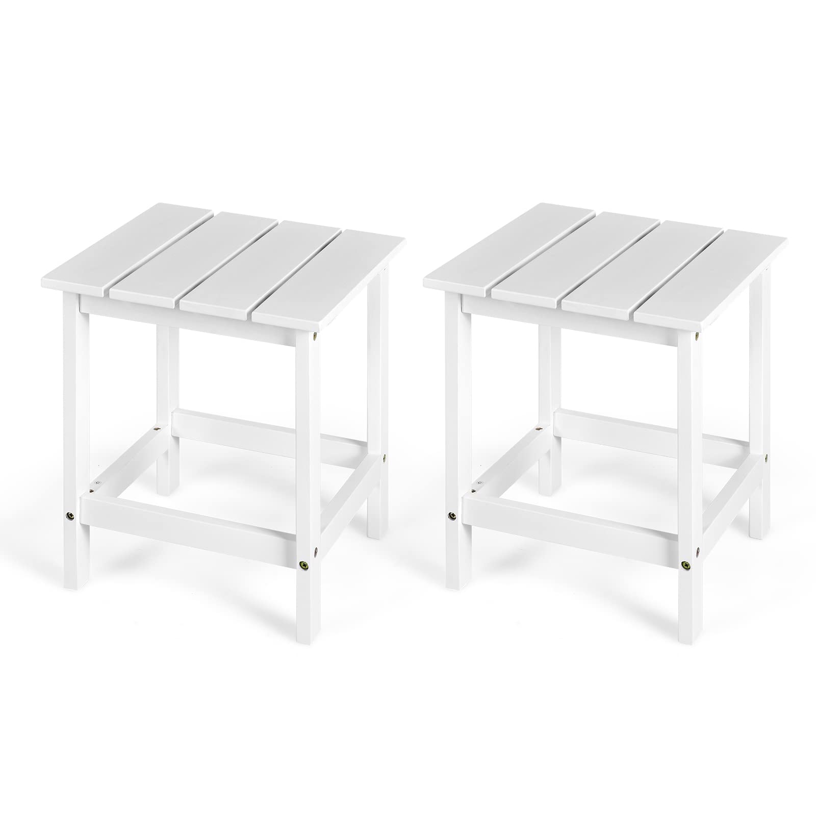 Outdoor Side Table, 15 Square Wood End Table with Slatted Design