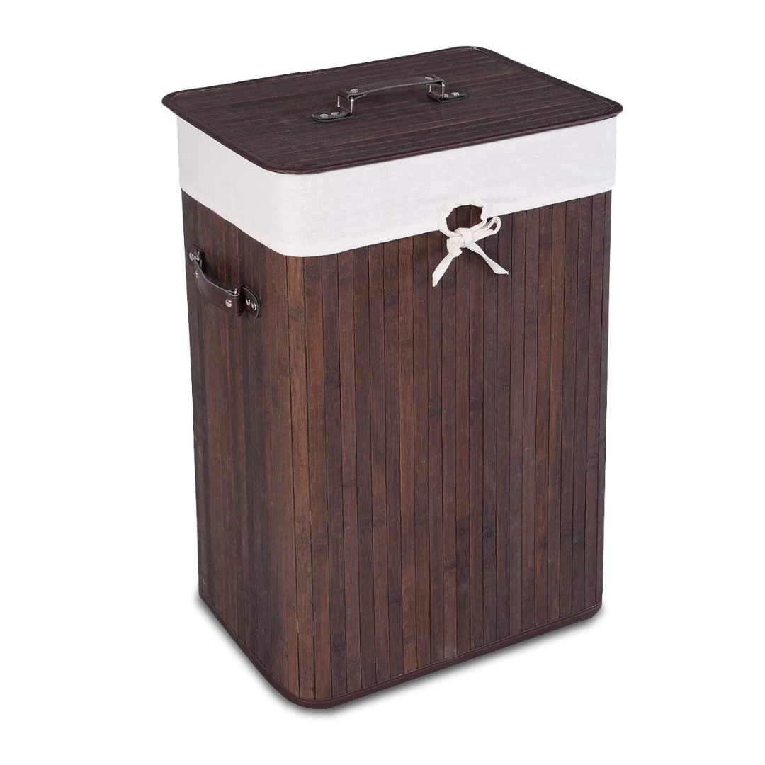 Laundry Hamper Bamboo Laundry Basket, Clothes Hamper with Lid and Removable