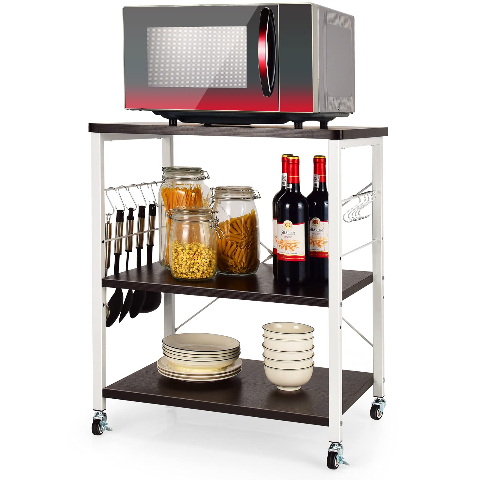 Giantex Kitchen Baker's Rack 3-Tier Microwave Cart on Wheels