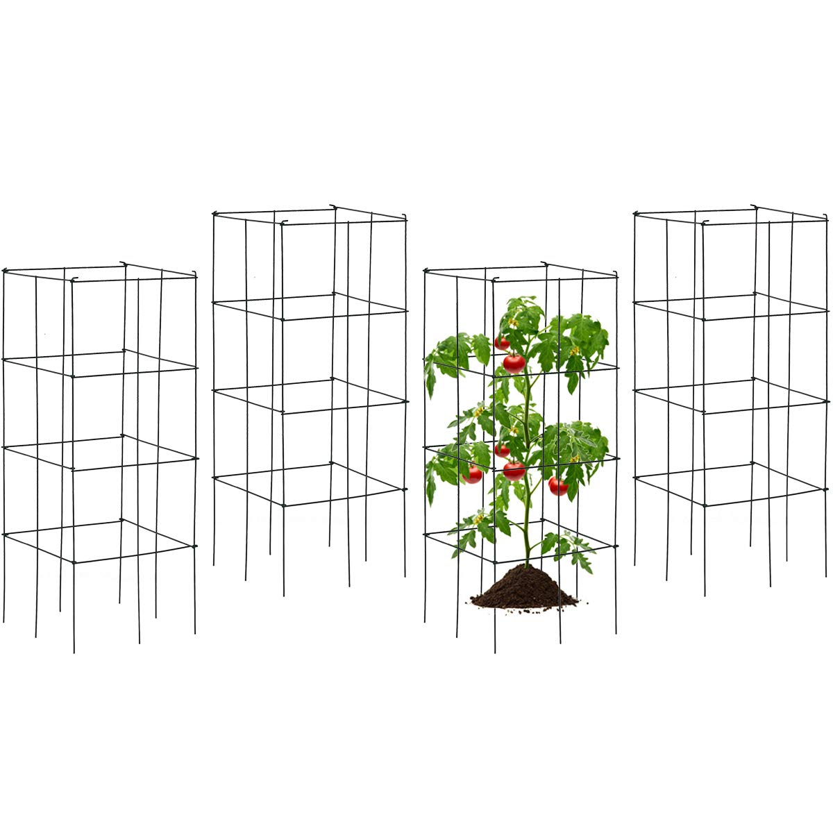 Giantex Pack of 4 Plant Cage Support, Tomato Stakes and Cages (16''Lx 16''Wx 39''H (4 Pieces))