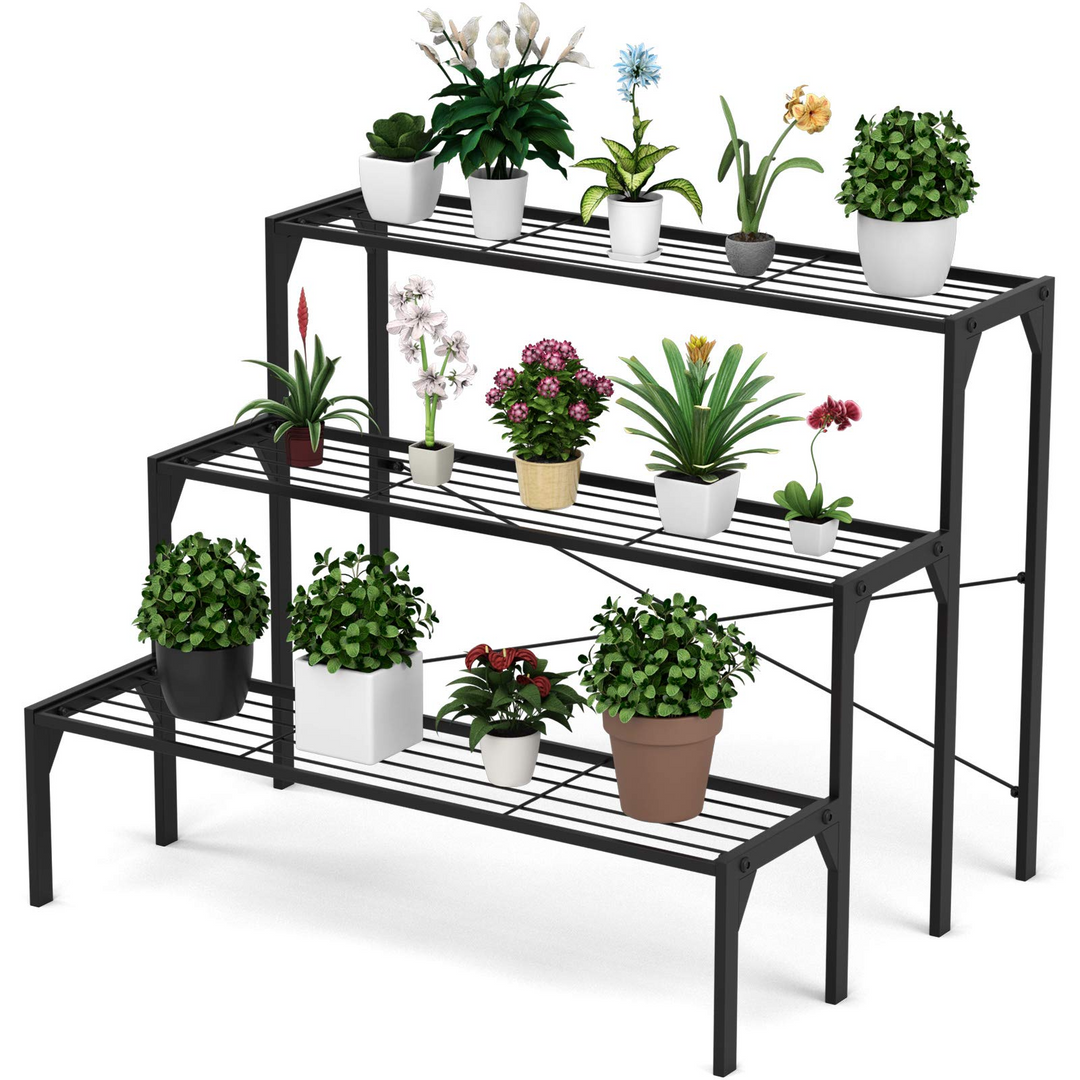 plant pots holders Giantex 3 Tiers Metal Plant Stand, Ladder Flower Pots Holders