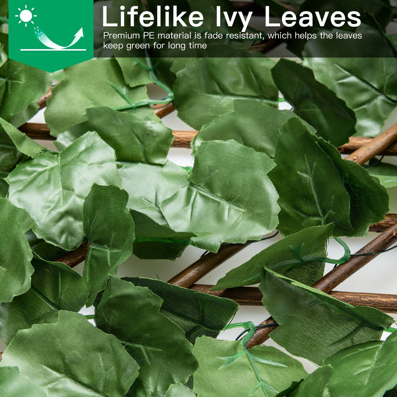 Giantex 3PCS Expandable Artificial Hedges Faux Ivy Leaves Fence