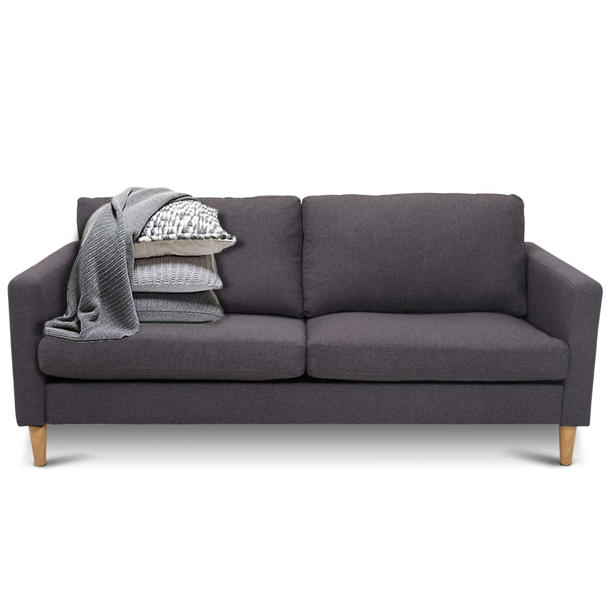 Giantex Modern Upholstered Accent Sofa, Fabric Futon Sofa Bed