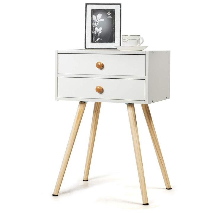 Giantex Nightstand W/2 Drawers for Bedroom