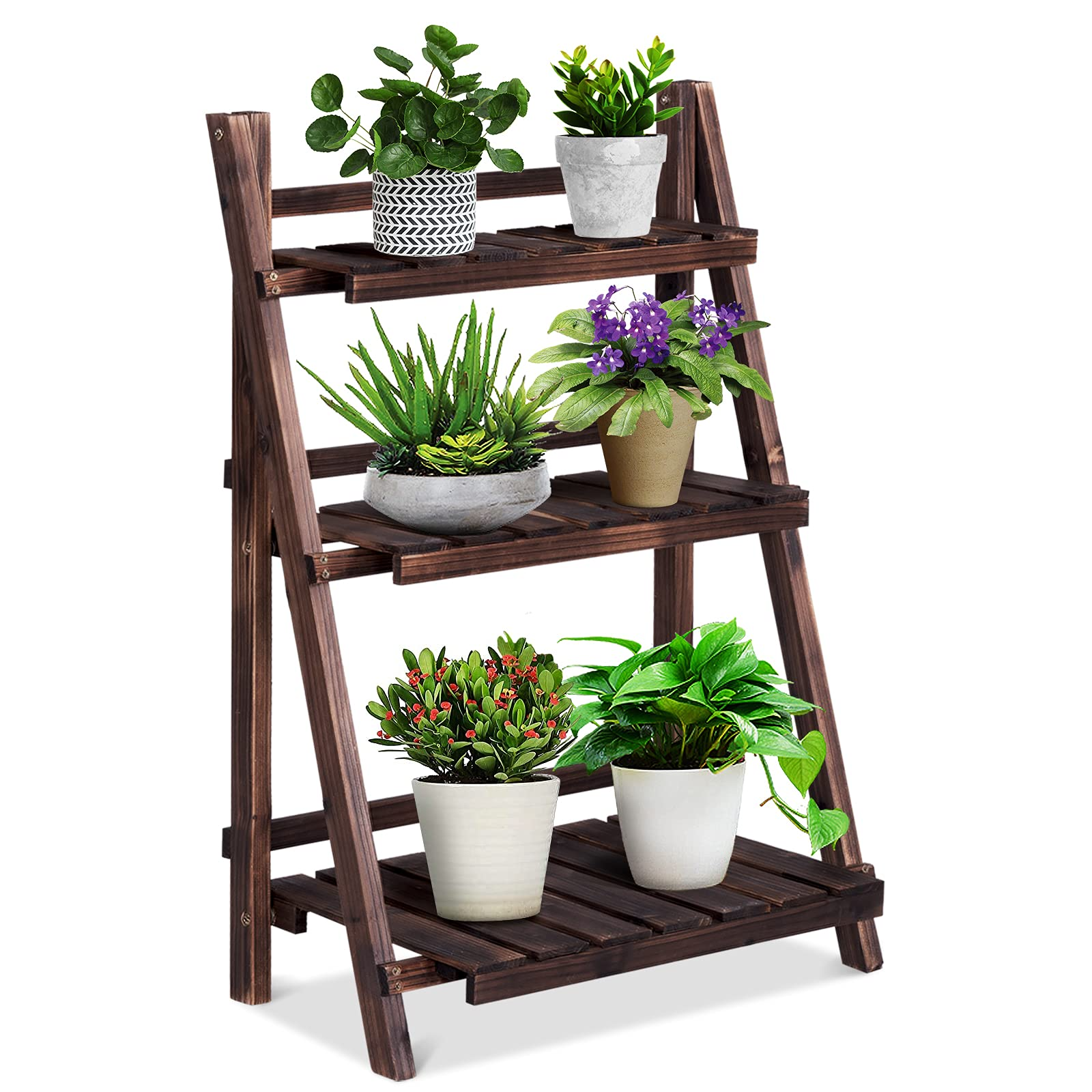 Giantex 3 Tier Folding Wooden Plant Stand