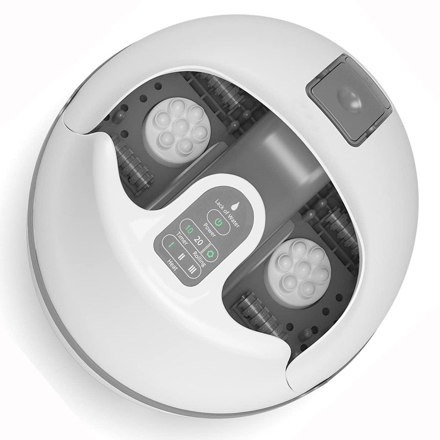 Giantex Steam Foot Spa Bath Massager w/3 Heat Levels, Pedicure Massage Rollers, Foot Spa Massager for Stress Relief (Brown/Gray) - Giantexus