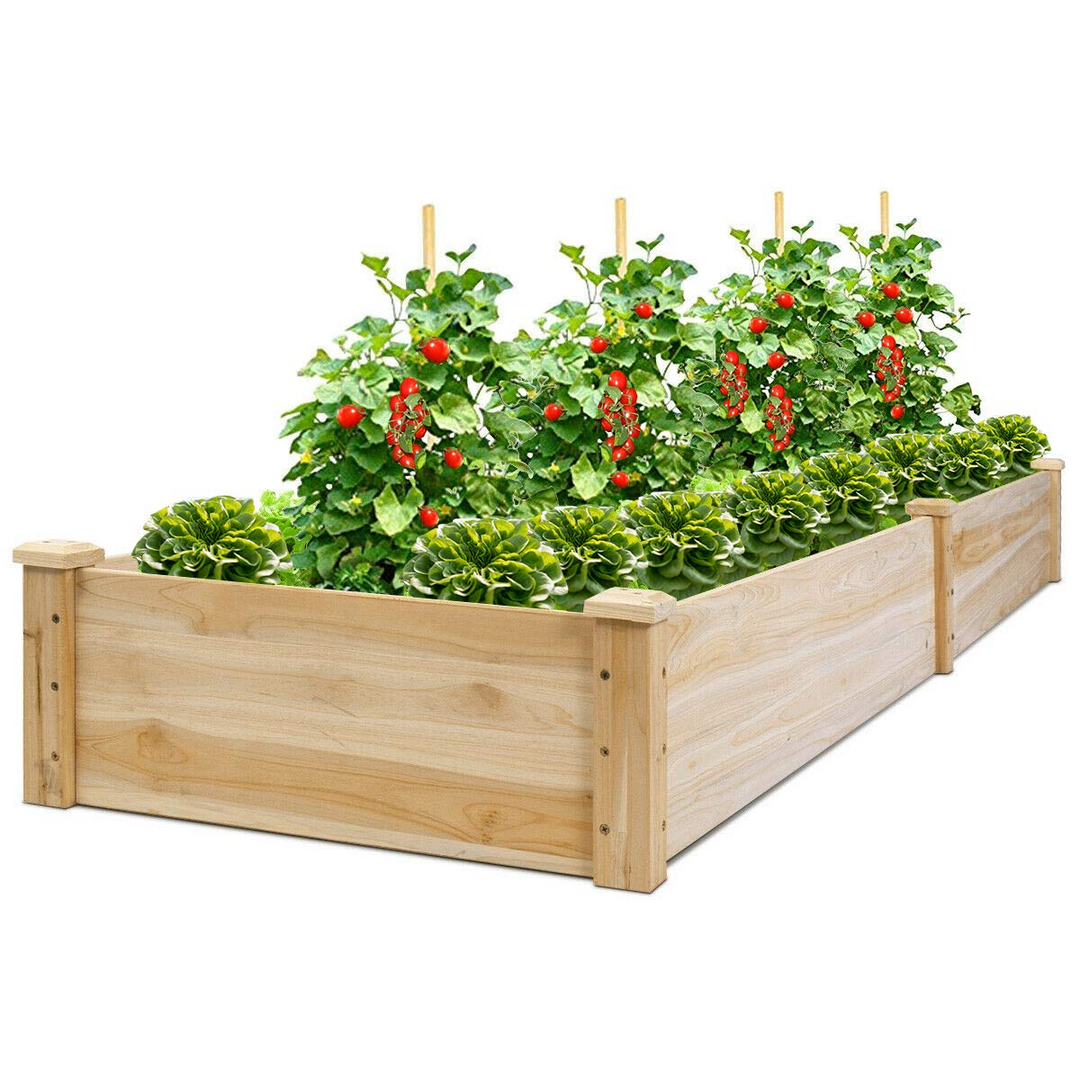 Raised Garden Bed Wood Planter Box, ( 97" x 25" x 10" )