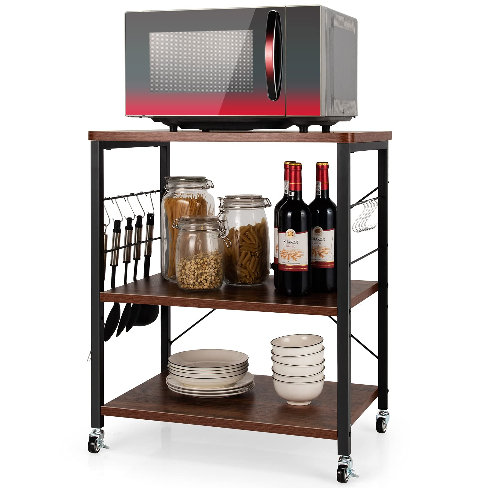 Giantex Kitchen Baker's Rack 3-Tier Microwave Cart on Wheels