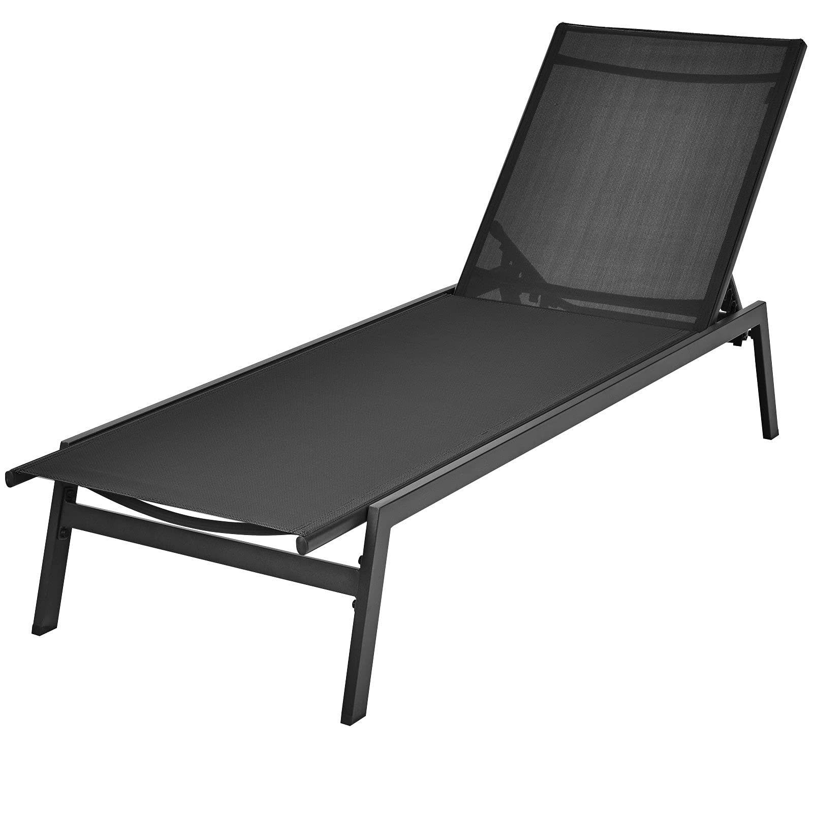 Giantex Chaise Lounge Chair Patio Chaise Lounger with 6-Postion Adjustable Backrest and Breathable Fabric