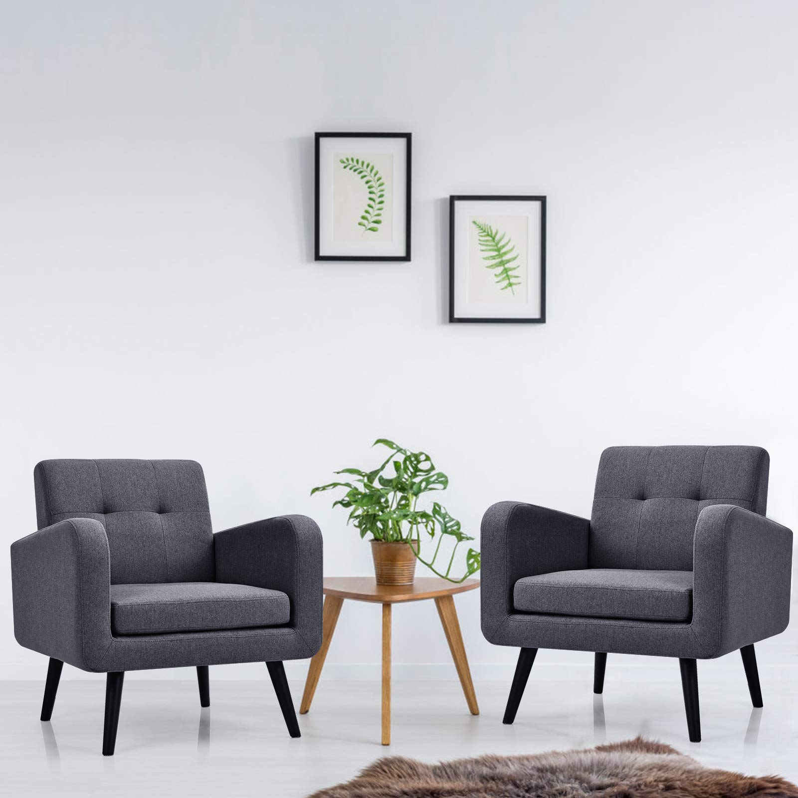 Set of 2 Modern Upholstered Accent Chairs - Giantex