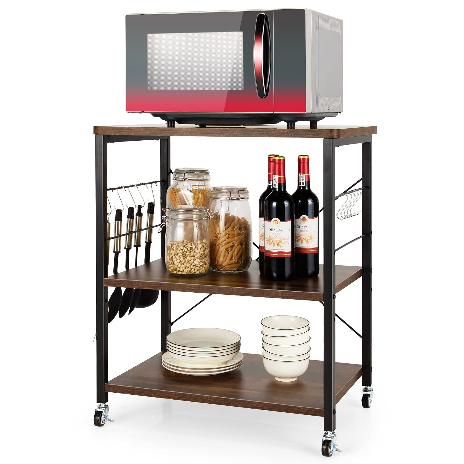 Giantex Kitchen Baker's Rack 3-Tier Microwave Cart on Wheels