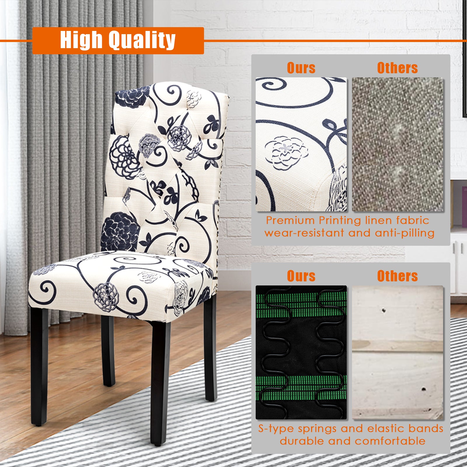 Giantex Parsons Chairs, Uphostered Kitchen Dining Chairs w/Wood Legs