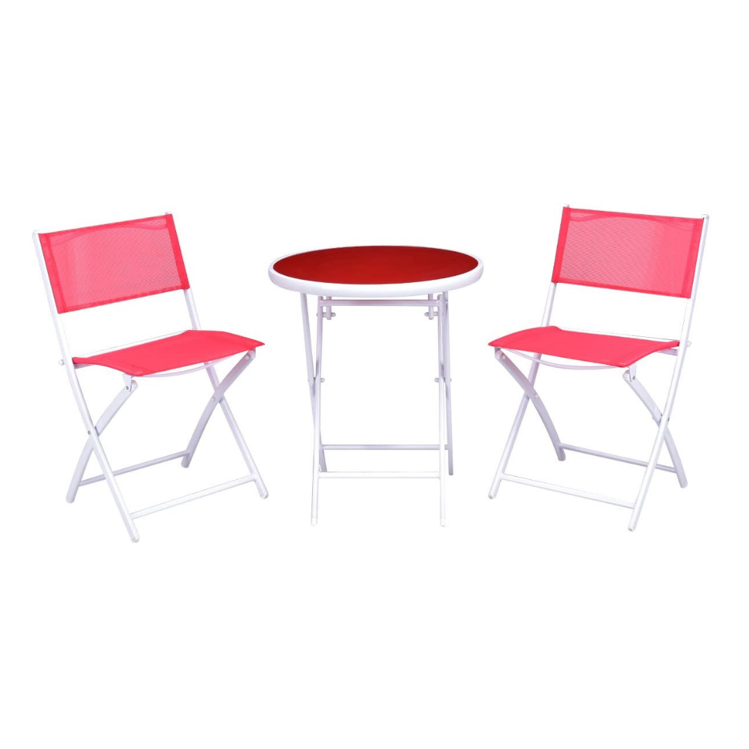 Giantex Bistro Table Set, 3 Piece Patio Bistro Set, Outdoor Folding Table and Chairs
