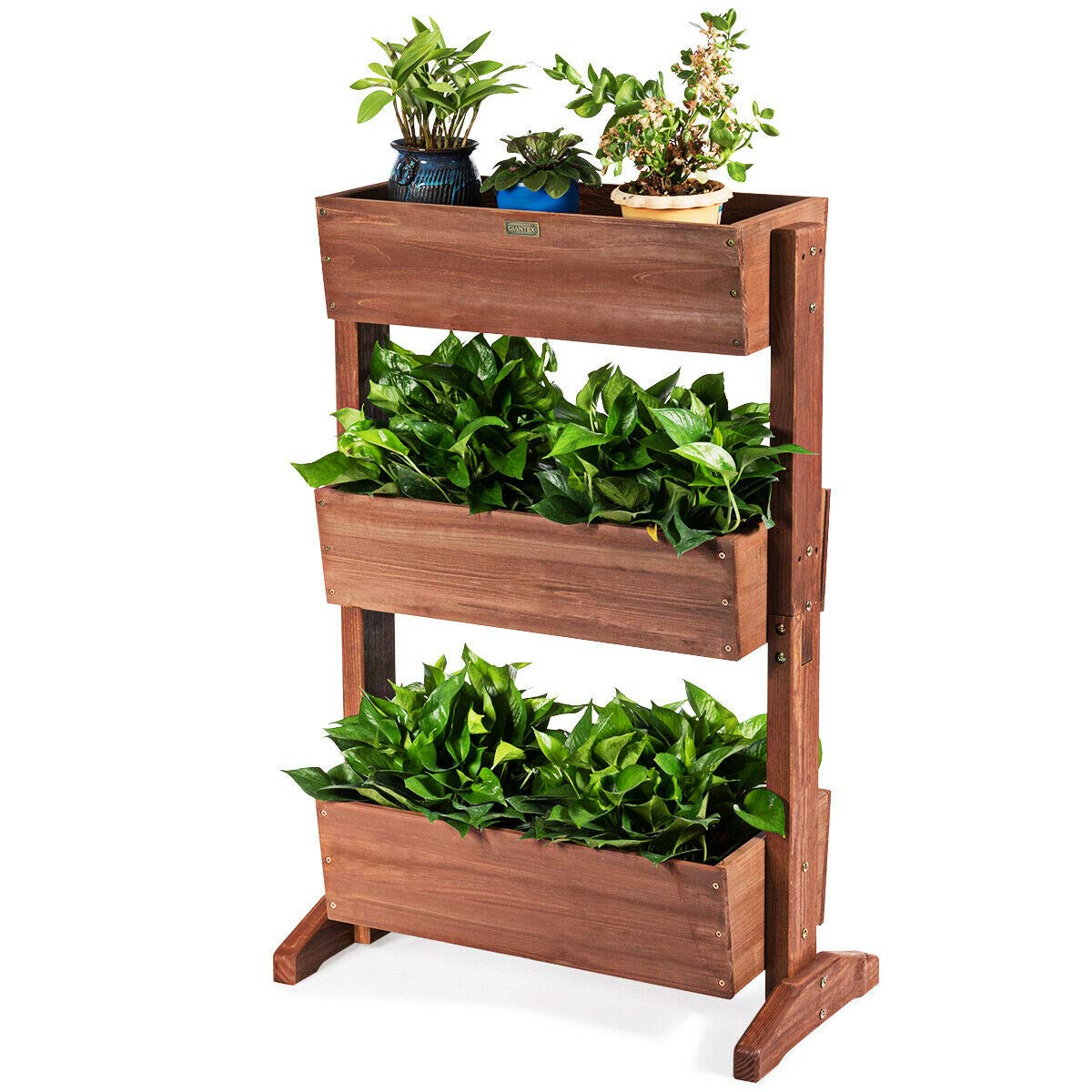 Giantex Classification Storage Box Shelf for Indoor Outdoor Flower Stand (Nut-brown)