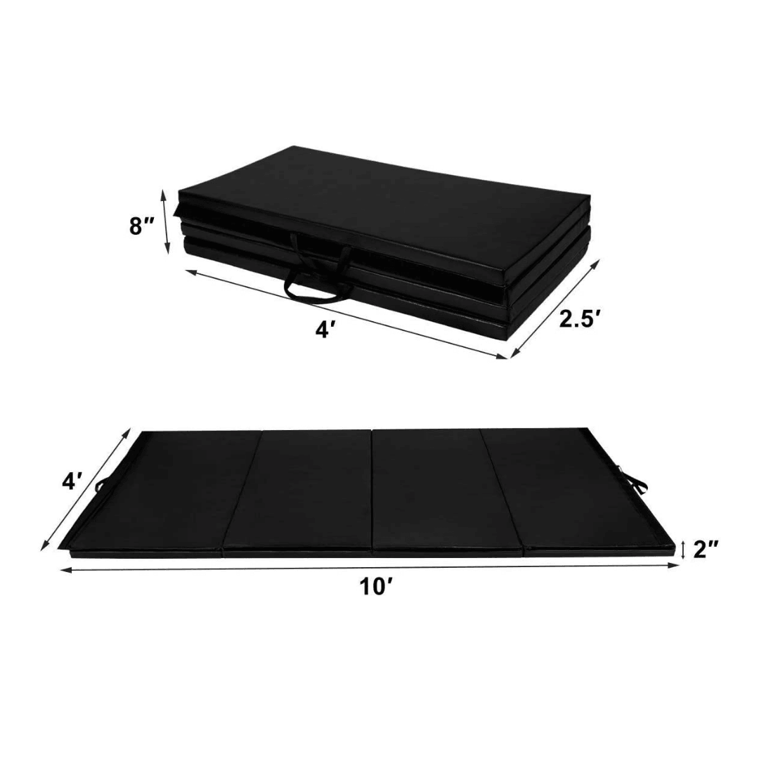 4'x10'x2'' Gymnastics Mat, Anti-Tear Folding Gymnastics Exercise Mats - Giantexus