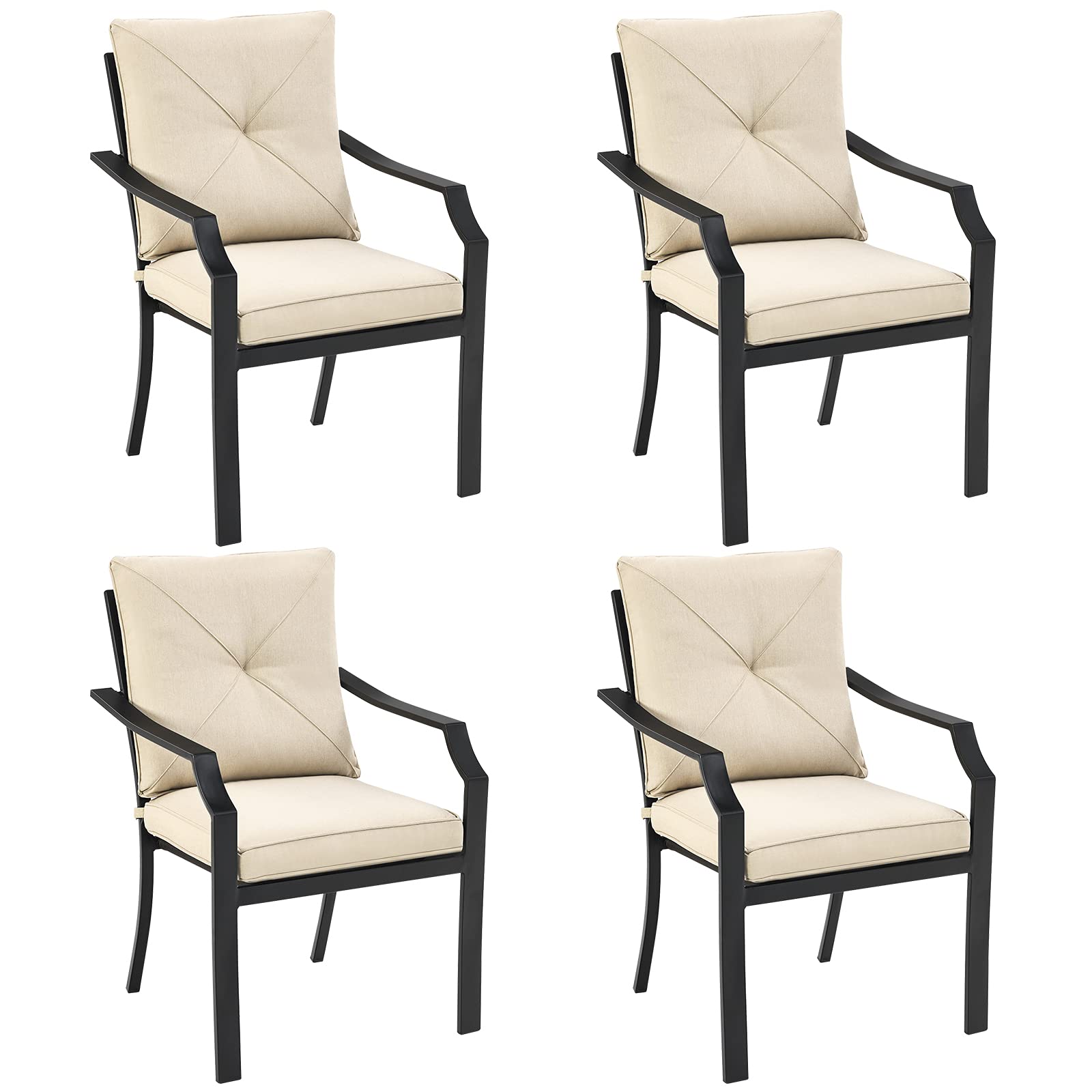 Giantex 4 Pieces Patio Chairs, Outdoor Lawn Chairs with Removable Cushions