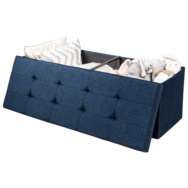 Storage Ottoman Bench, Folding Foot Rest 43.5'' with Divider