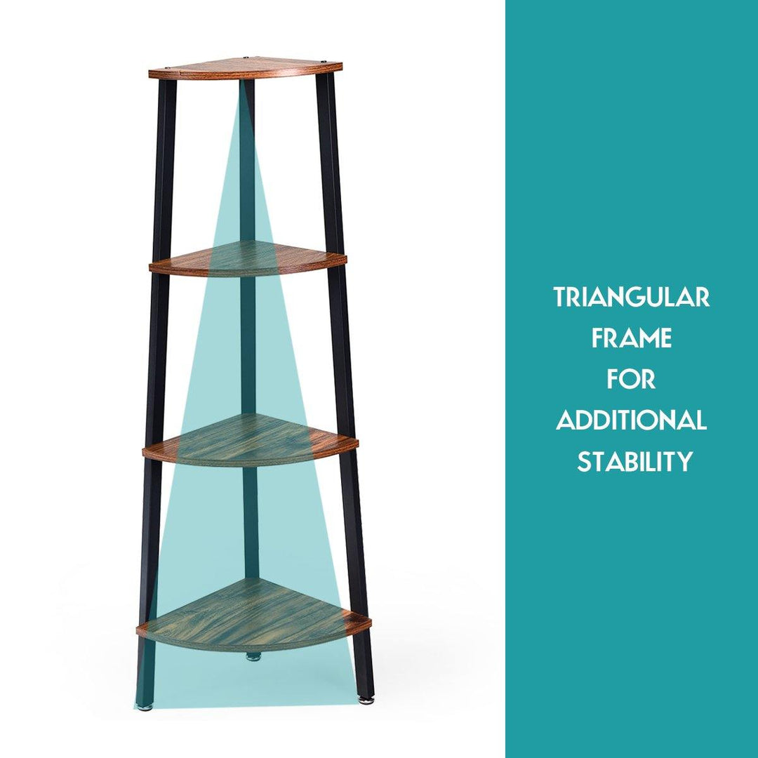 4-Tier Corner Shelf Industrial Multipurpose Bookcase - Giantexus