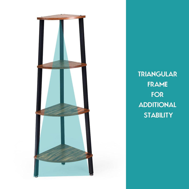 4-Tier Corner Shelf Industrial Multipurpose Bookcase - Giantexus