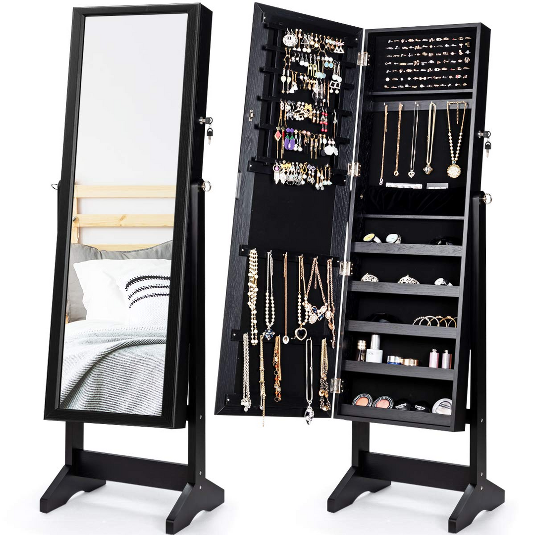 CHARMAID Freestanding Lockable Jewelry Organizer Box with Large Storage Capacity