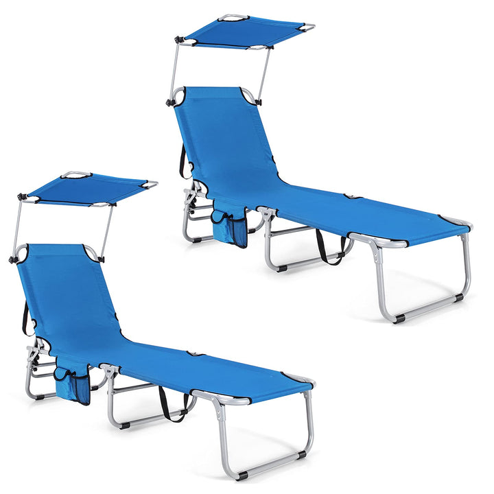 Giantex Portable Reclining Chair with 5 Adjustable Positions, Set of 2