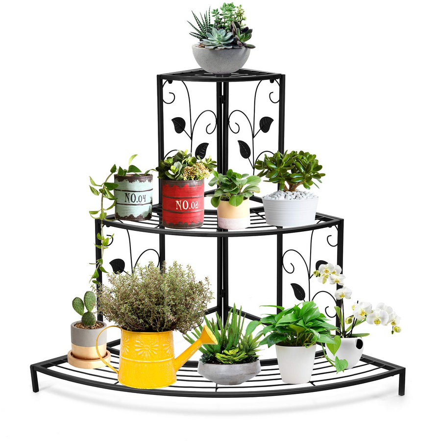 3 Tiers Corner Shelf Metal Plant Stand - Giantex