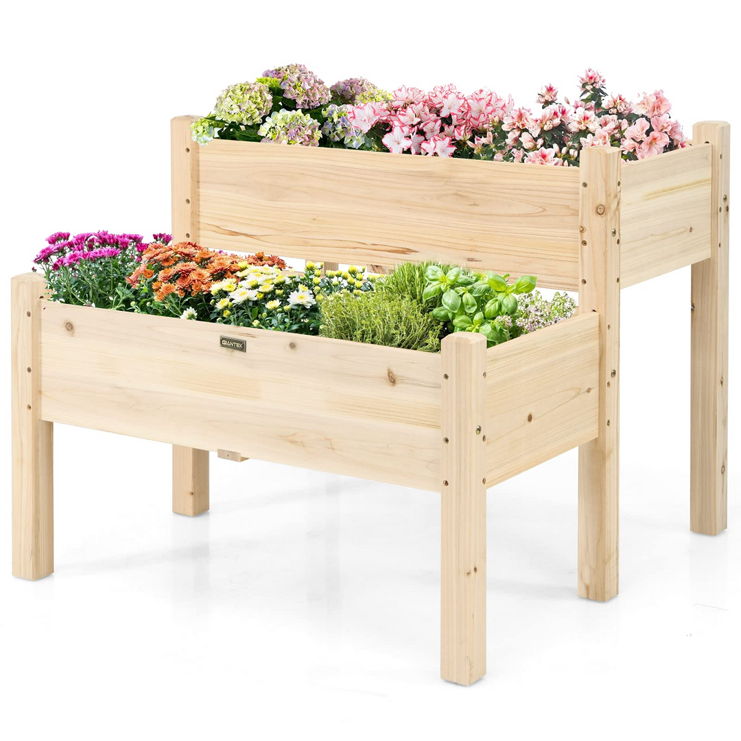 Set of 2 Raised Garden Bed, 34" x 33.5" x 28.5" (L x W x H)