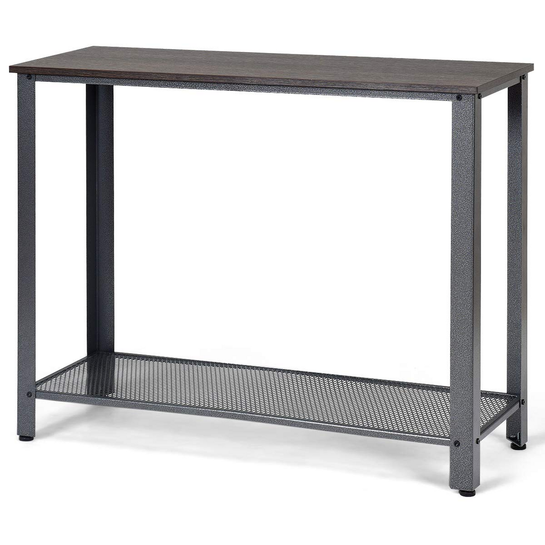 Giantex Console Sofa Table Wood W/Adjustable Feet and Storage Shelf