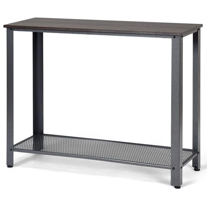 Giantex Console Sofa Table Wood W/Adjustable Feet and Storage Shelf