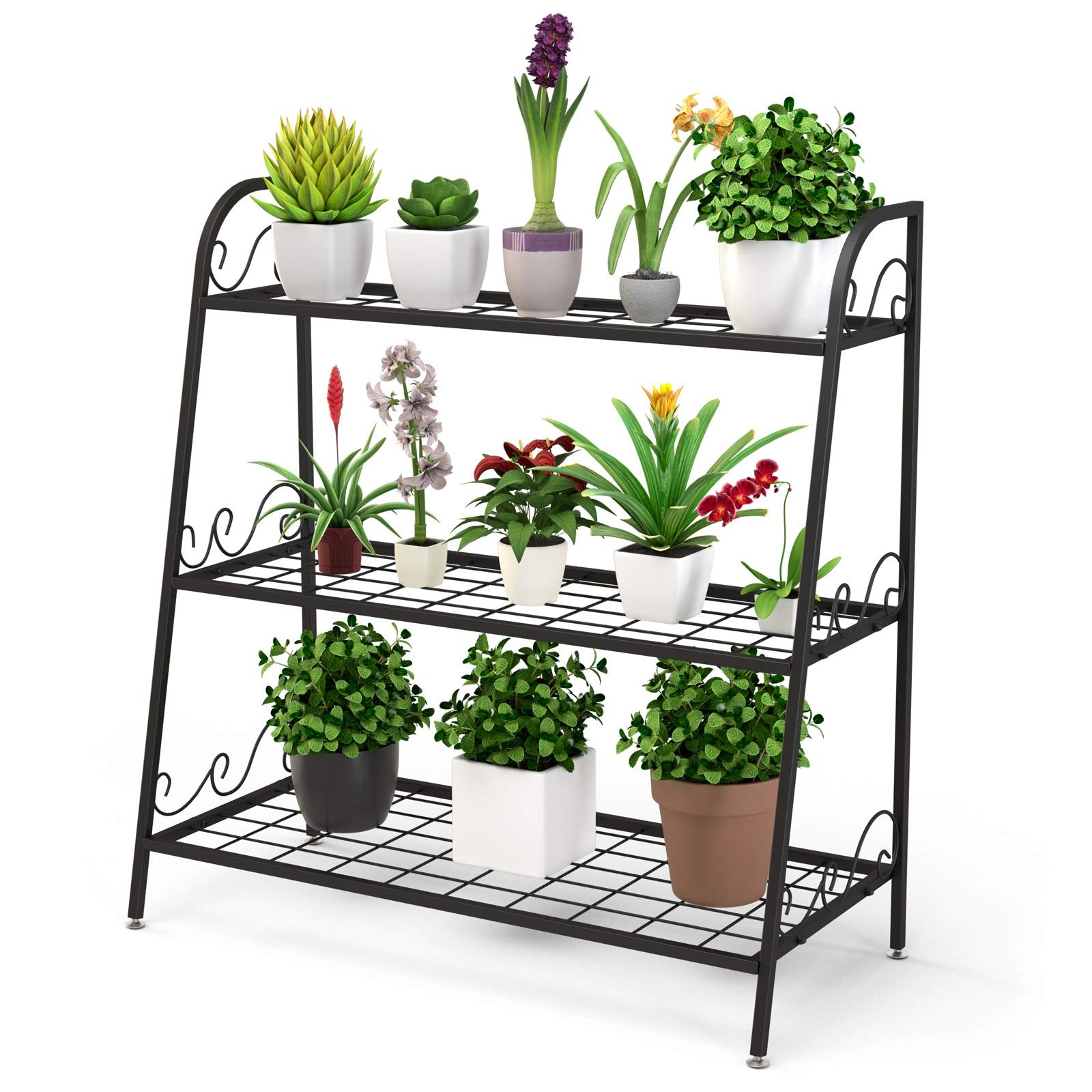 Giantex 3 Tier Metal Plant Stand, Indoor Outdoor Plant Shelf