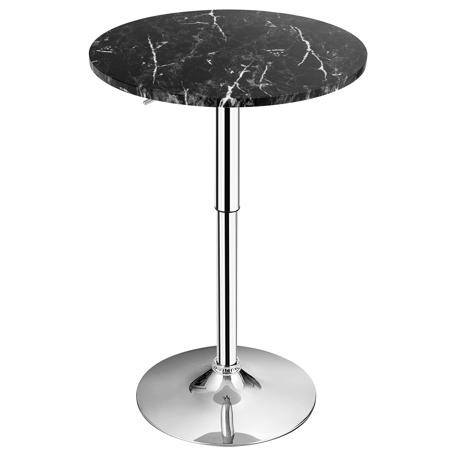 Giantex Round Pub Table Height Adjustable, 360 Degree Swivel Cocktail Pub Table with Sliver Leg and Base for Home, Office Bar Table