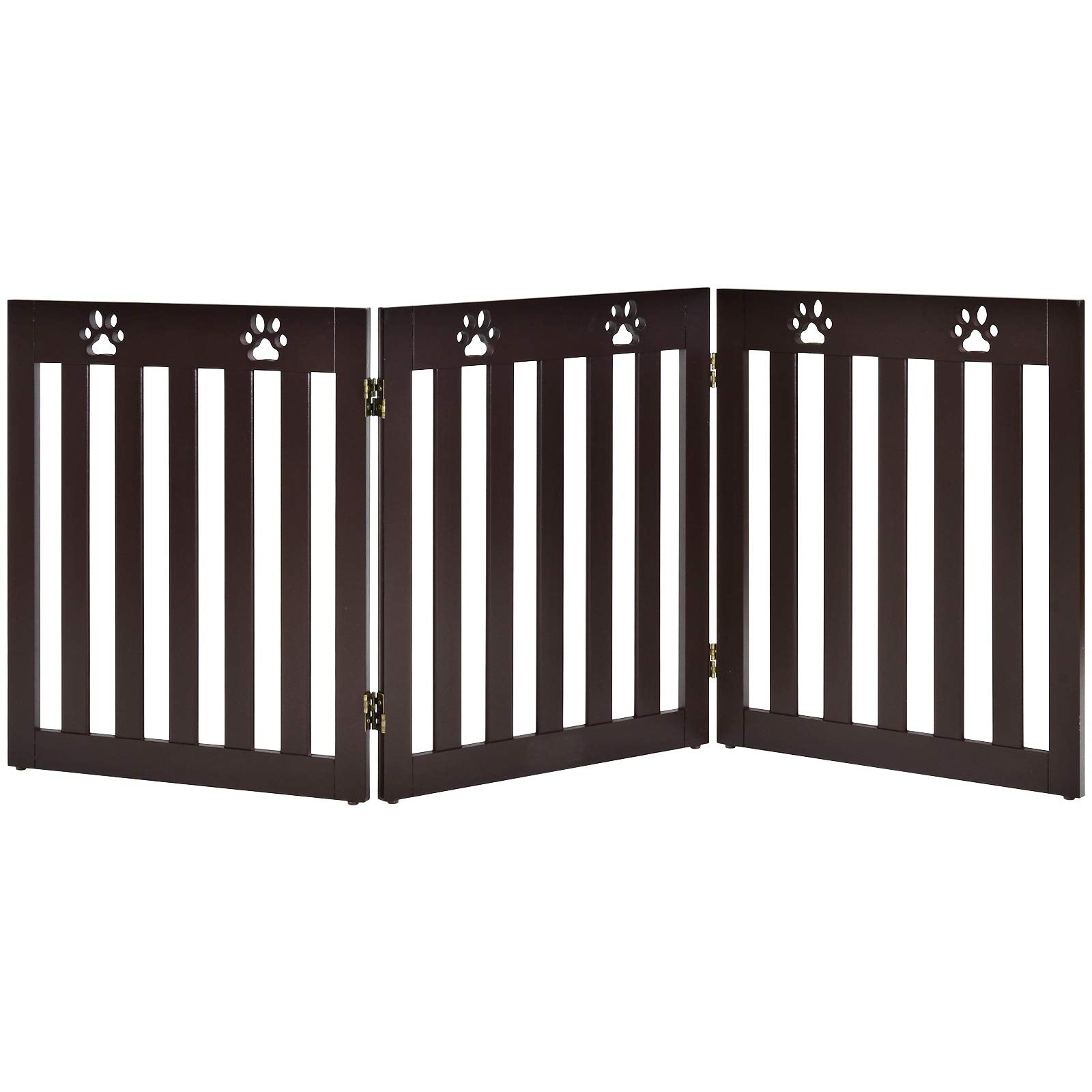 Giantex Wooden Freestanding Pet Gate, 3 Panel-24 inch Height Step Over Fence