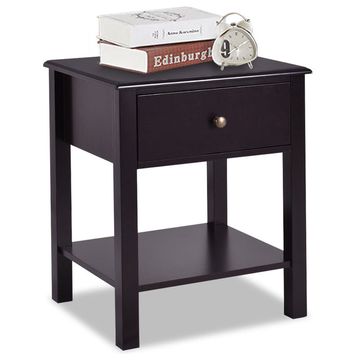 Giantex Nightstand W/Drawer and Shelf, Stable Frame Storage Cabinet