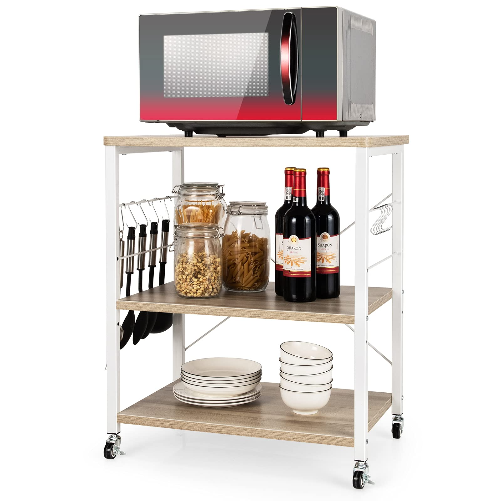 Giantex Kitchen Baker's Rack 3-Tier Microwave Cart on Wheels