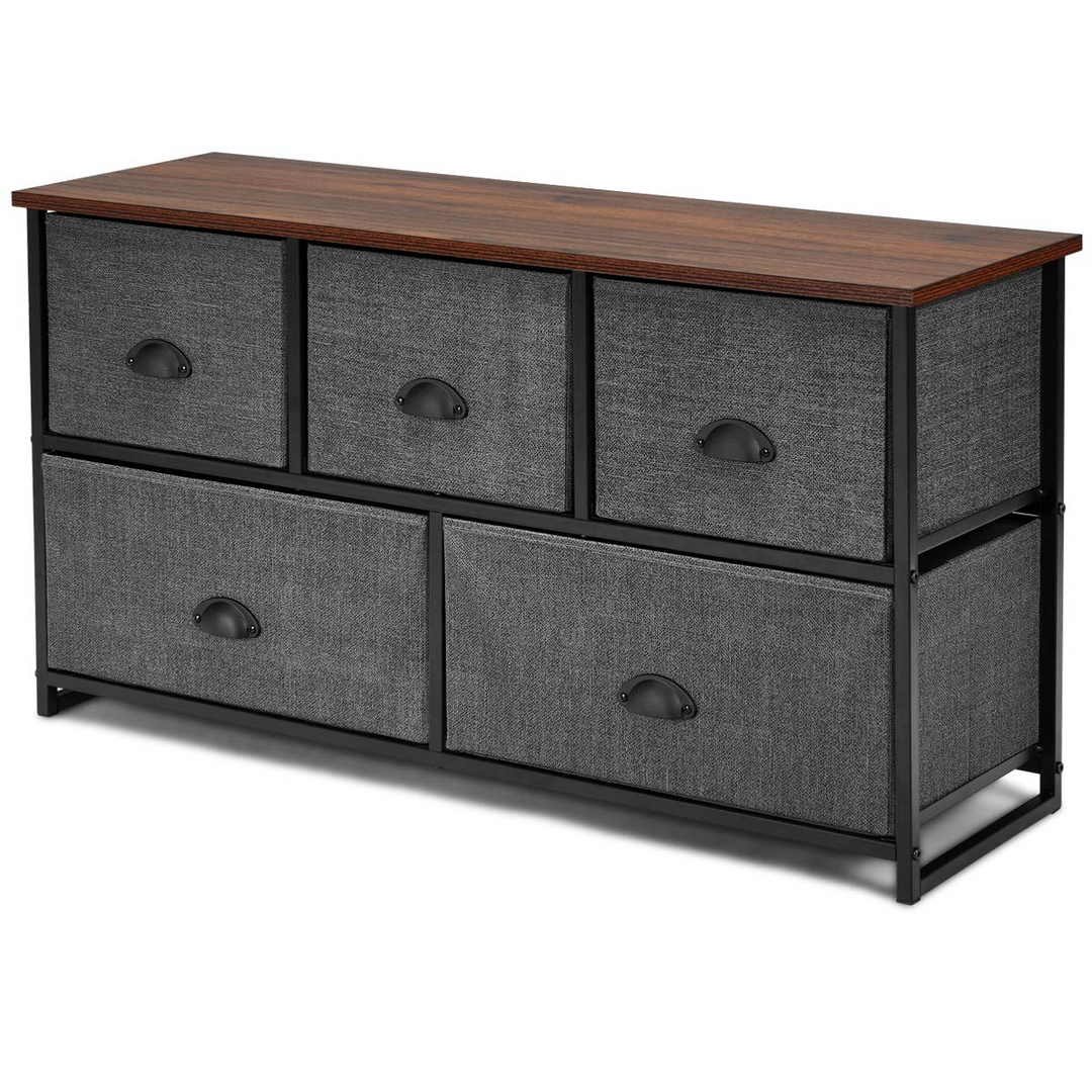 Giantex Dresser Storage Tower W/ 5 Foldable Cloth Storage Cubes