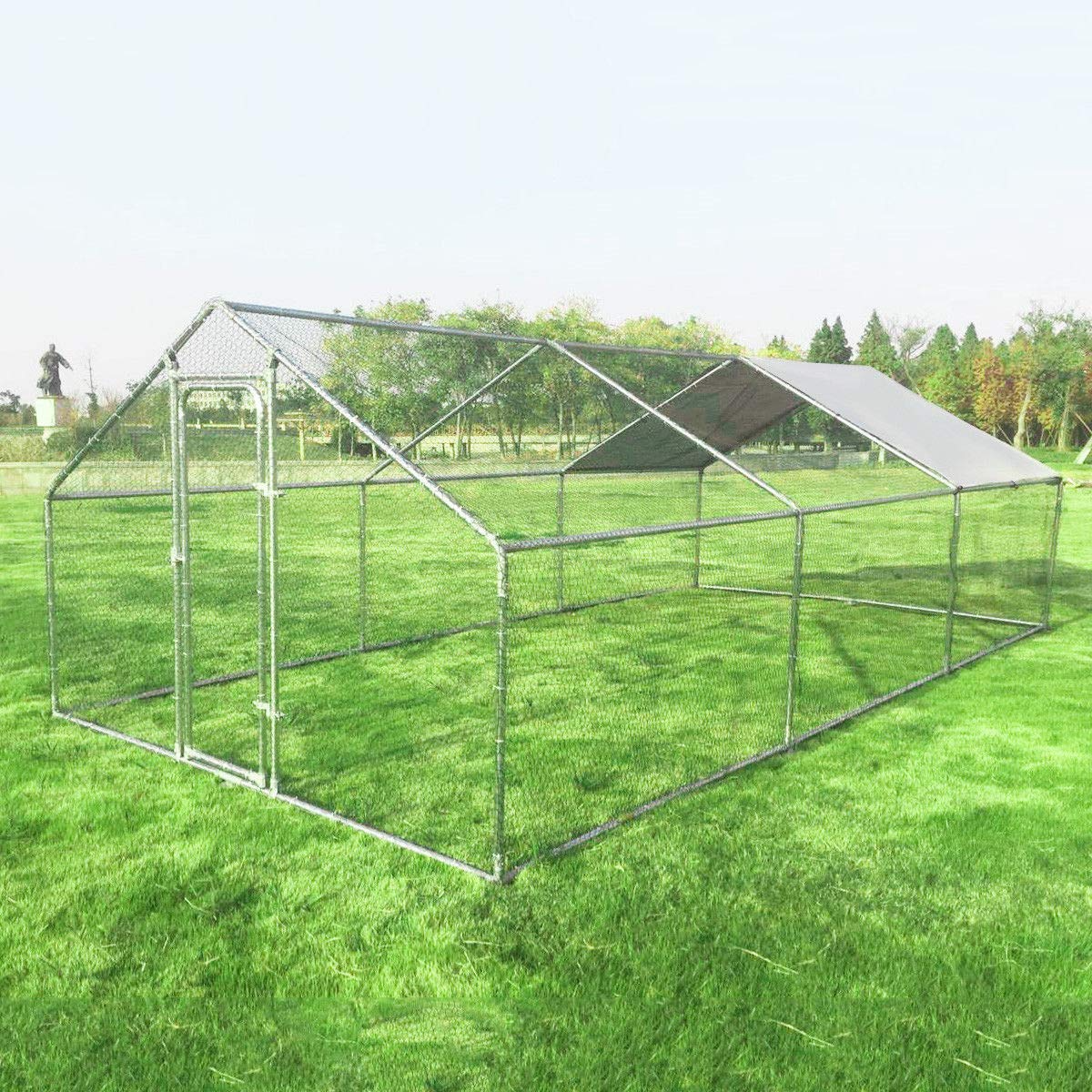 Large Metal Chicken Run w/ Anti-Ultraviolet Cover for Outdoor