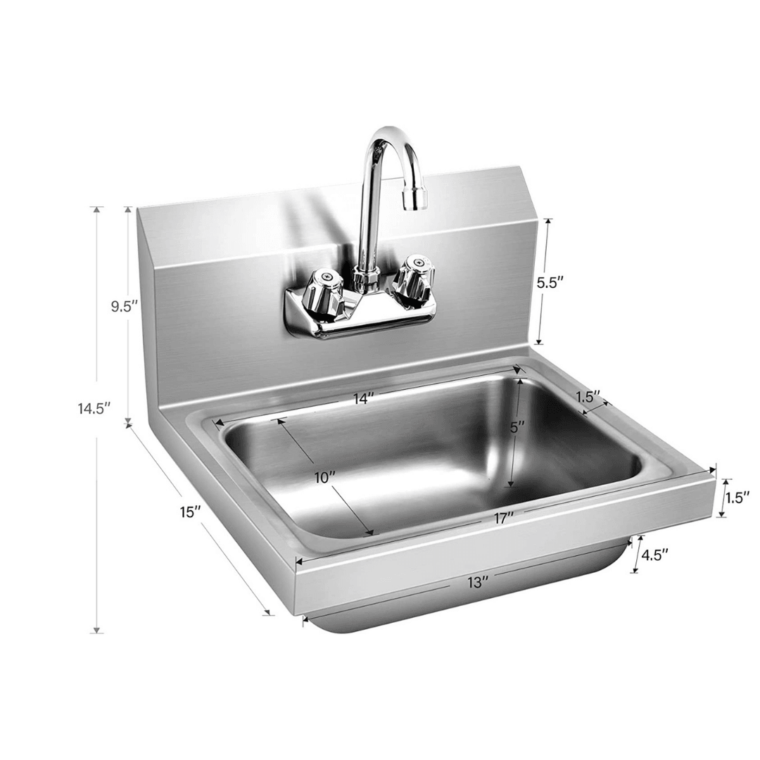 Giantex Stainless Steel Hand Washing Sink, 17" x 15" - Giantexus
