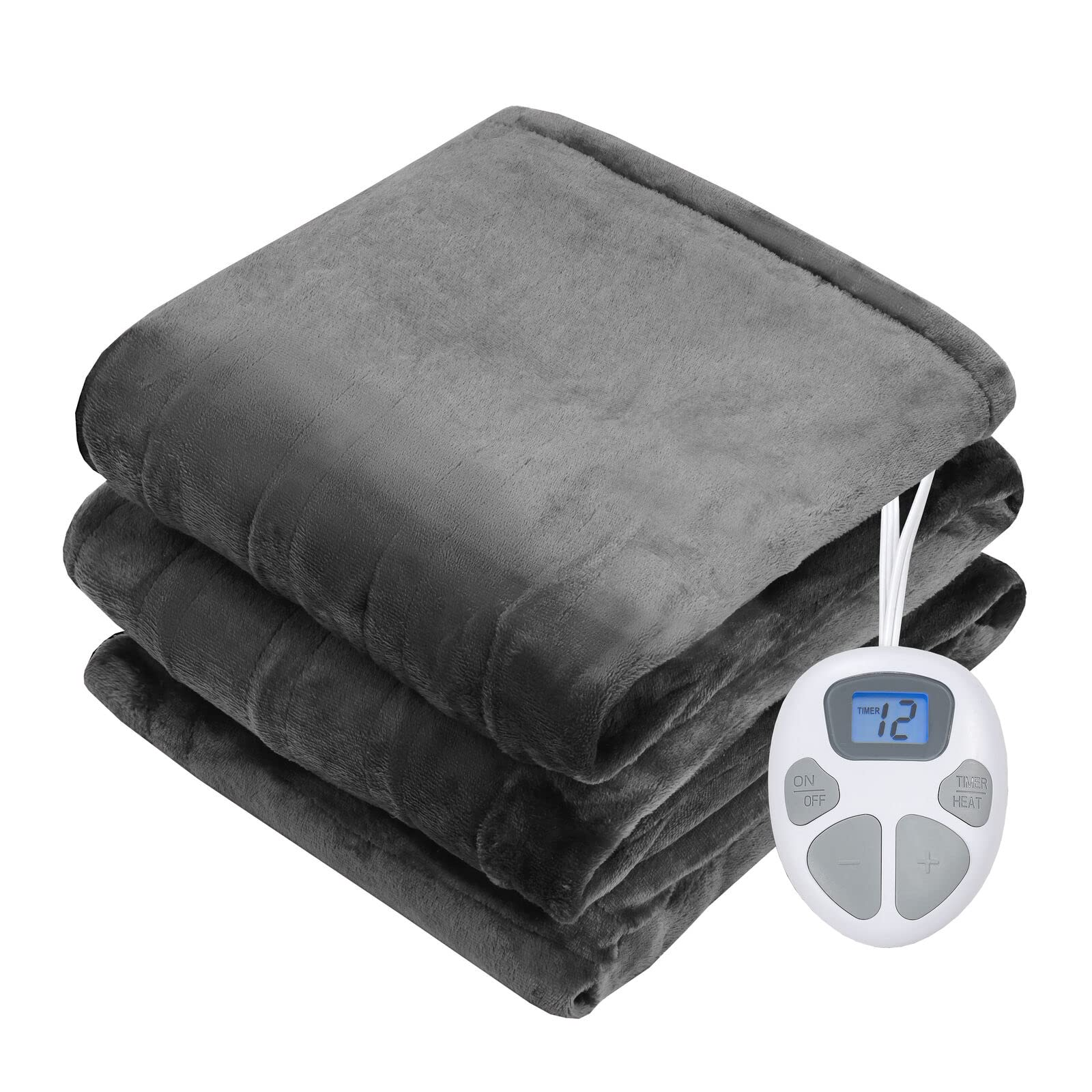 Giantex Electric Heated Blanket, Flannel Electric Blanket Throws, 10 Heating Levels, 8 Hours Auto Off