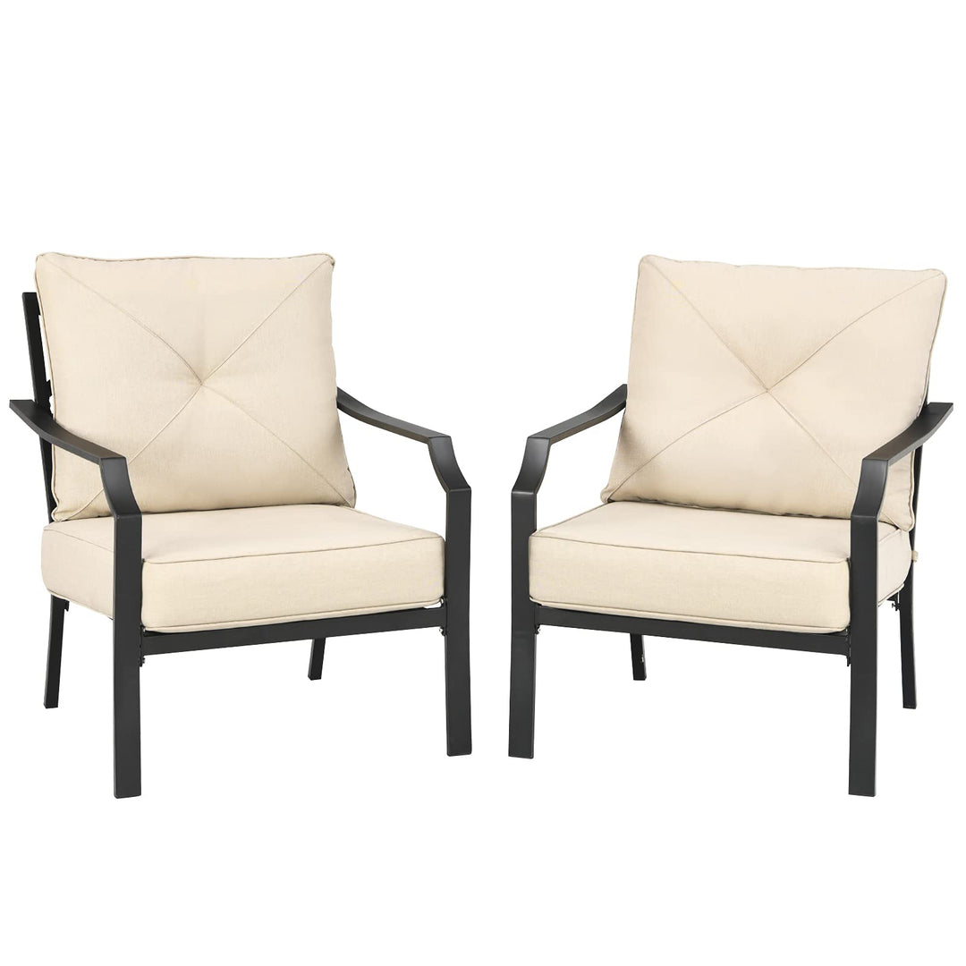Giantex Bistro Dining Chairs Iron-Frame Lawn Chairs for Porch Backyard Garden Balcony