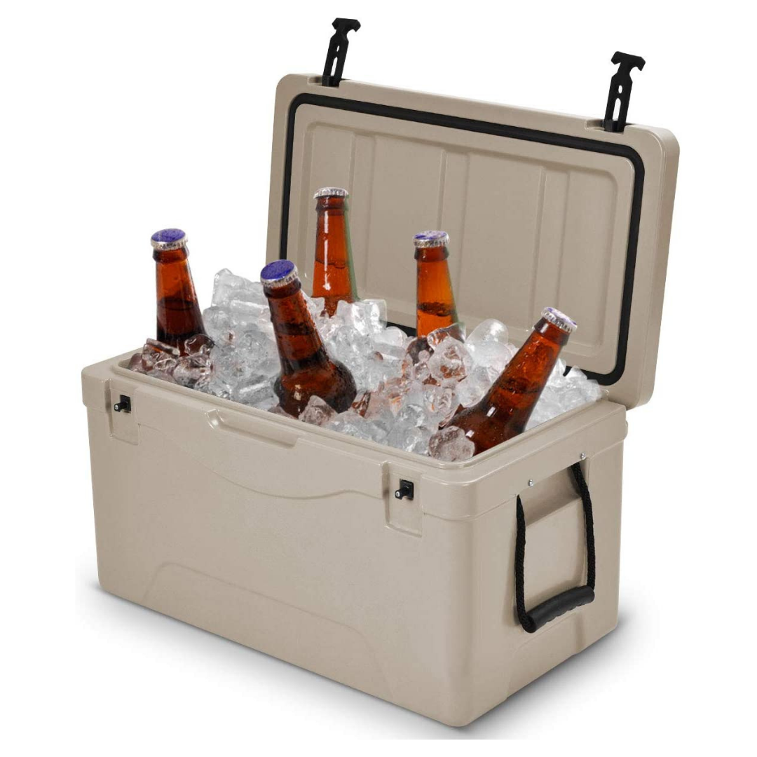 ITOPFOX Heavy-Duty Wheels 65 qt. White Chest Cooler with Bottle
