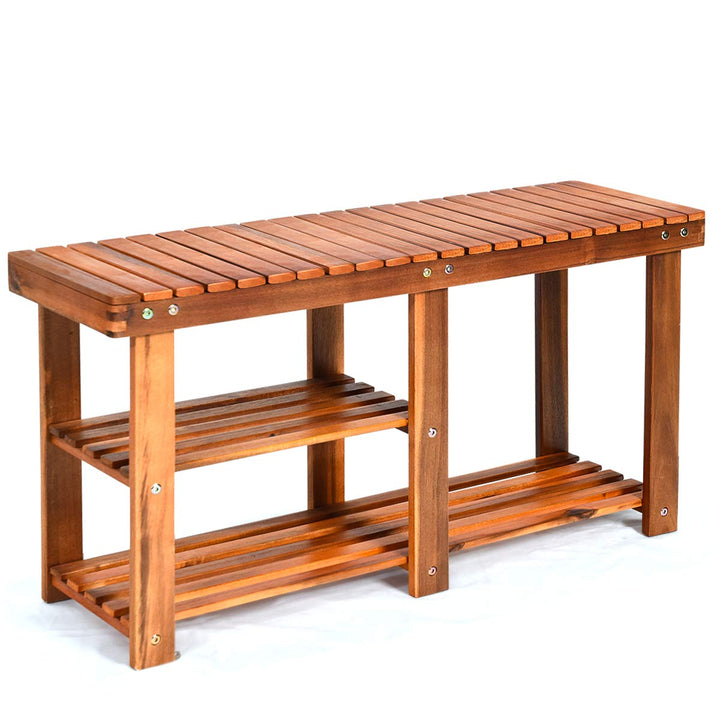 Giantex 2-Tier Shoe Bench Entryway Shoe Rack with Seat